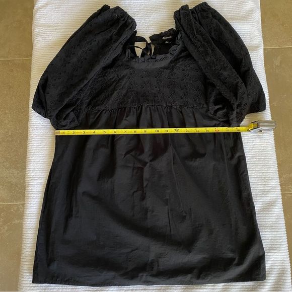 Madewell Pieced Eyelet Mockneck Ruffle Blouse Size M - Picture 9 of 11